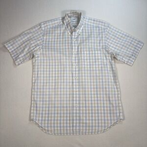 Dunhill Shirt Men's M Beige‎ Plaid Check 100% Cotton Pocket Button Down